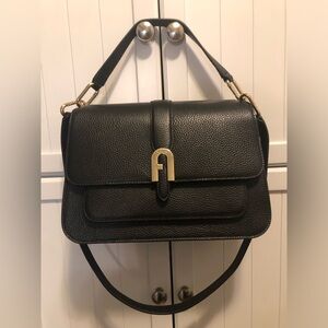 Furla Black Leather Shoulder Bag